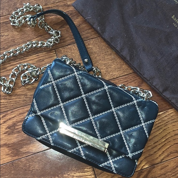 Kate Spade Quilted Crossbody Black White Gold - Picture 1 of 7